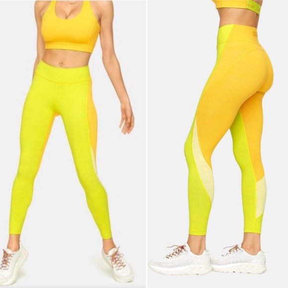 NWT Outdoor Voices TechSweat 7/8 Zoom Leggings Key Lime/Sunshine/Lemongrass, S - Picture 2 of 7